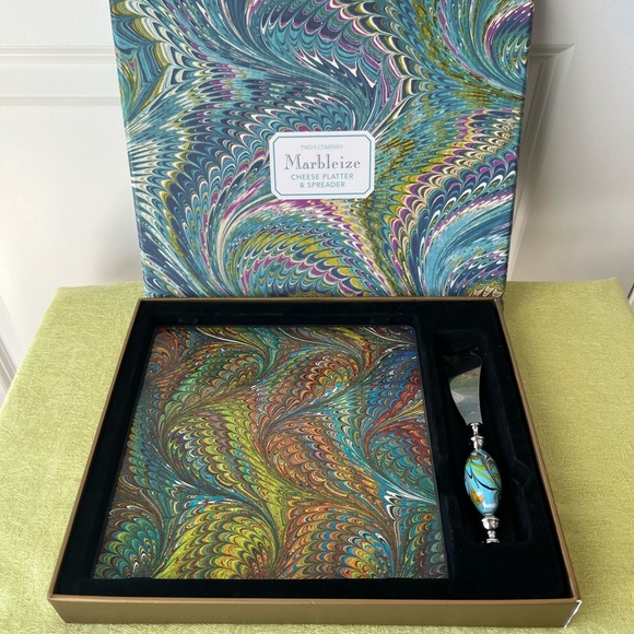 Marbleize cheese platter and spreader - Picture 1 of 9